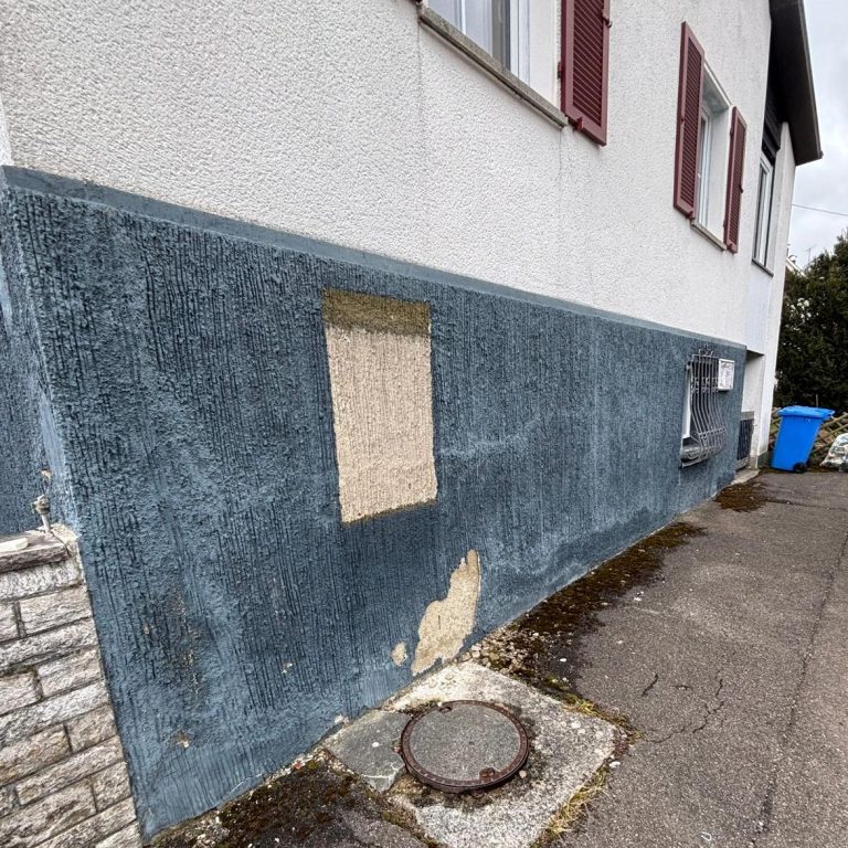 Schadensbild an Altbaufassade vor der Sanierung mit Rissen und Putzablösungen